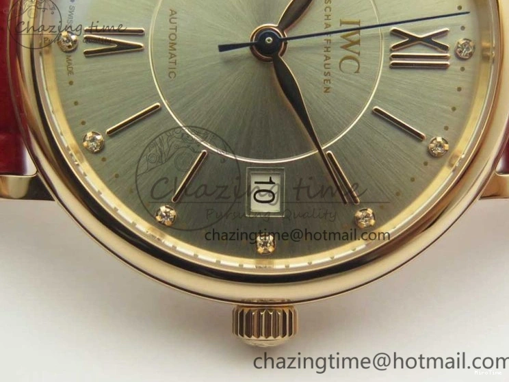 MIROTIME 0319 Portofino IW458101 RG MK 1:1 Best Edition Silver Dial On Red Leather Strap MIYOTA FashionForward 7162